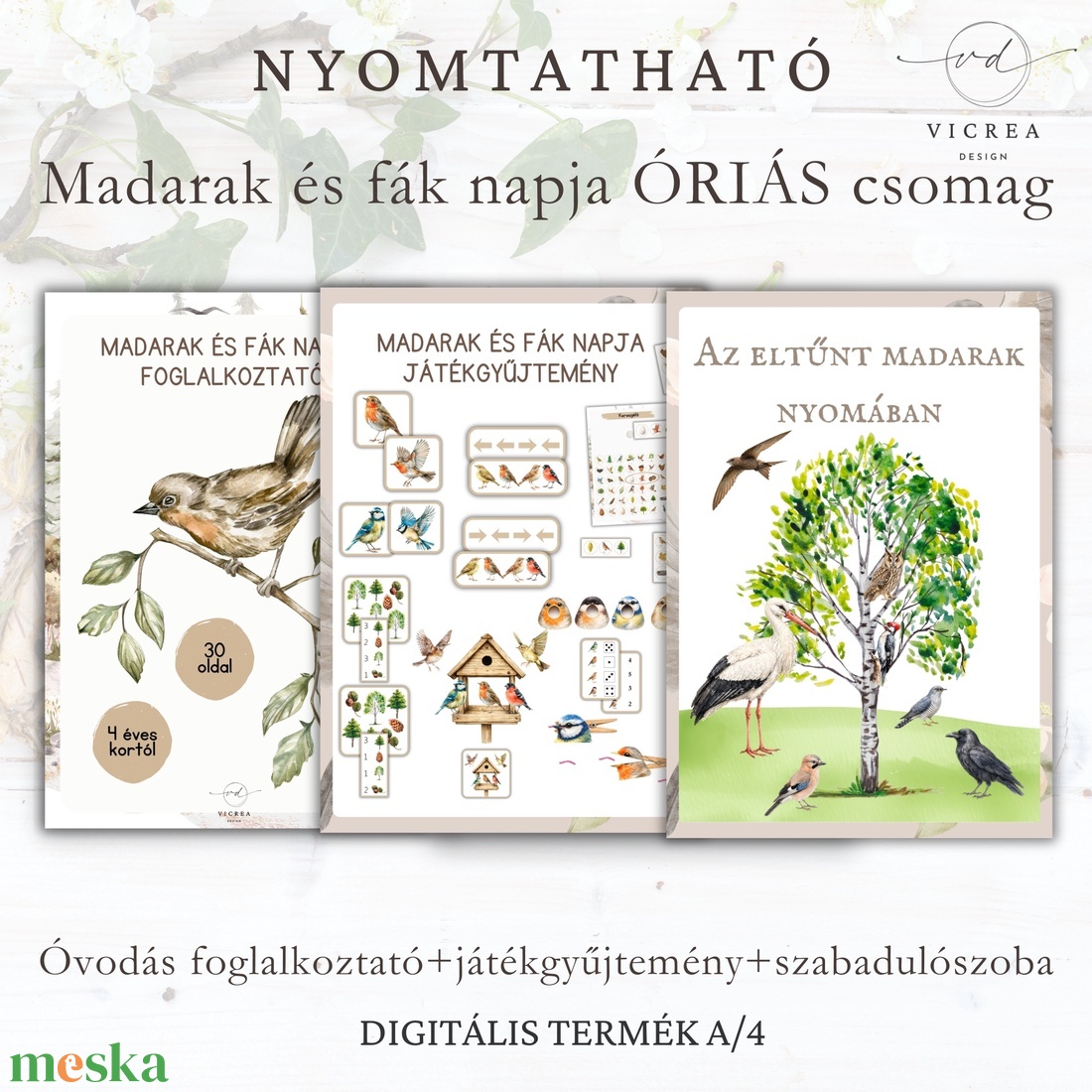 � Madarak és fák napja ÓRIÁS csomag � nyomtatható foglalkoztató + játékgyűjtemény + szabadulószoba (4�12 év) - játék & sport - készségfejlesztő és logikai játék - oktató játékok - Meska.hu