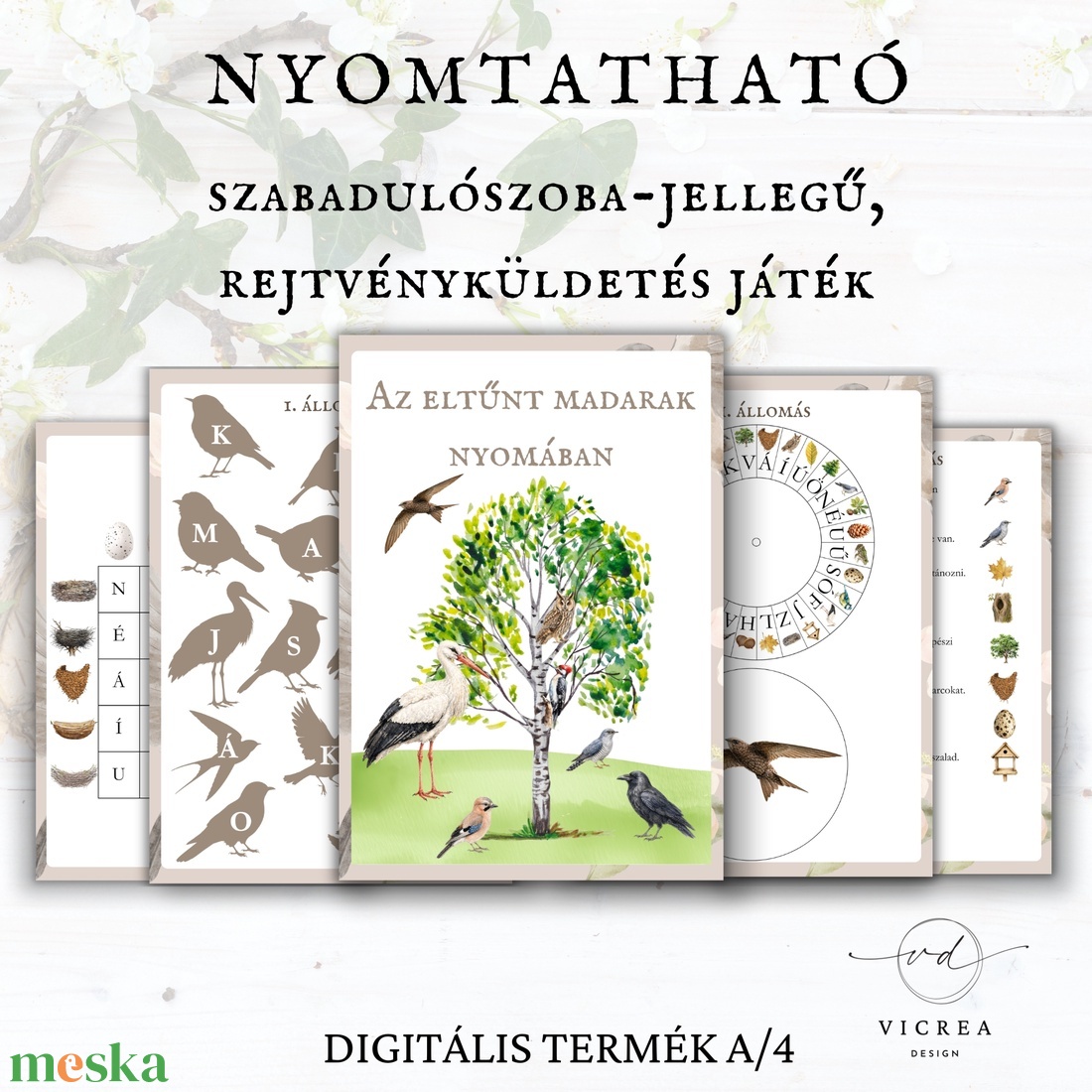 � Madarak és fák napja ÓRIÁS csomag � nyomtatható foglalkoztató + játékgyűjtemény + szabadulószoba (4�12 év) - játék & sport - készségfejlesztő és logikai játék - oktató játékok - Meska.hu