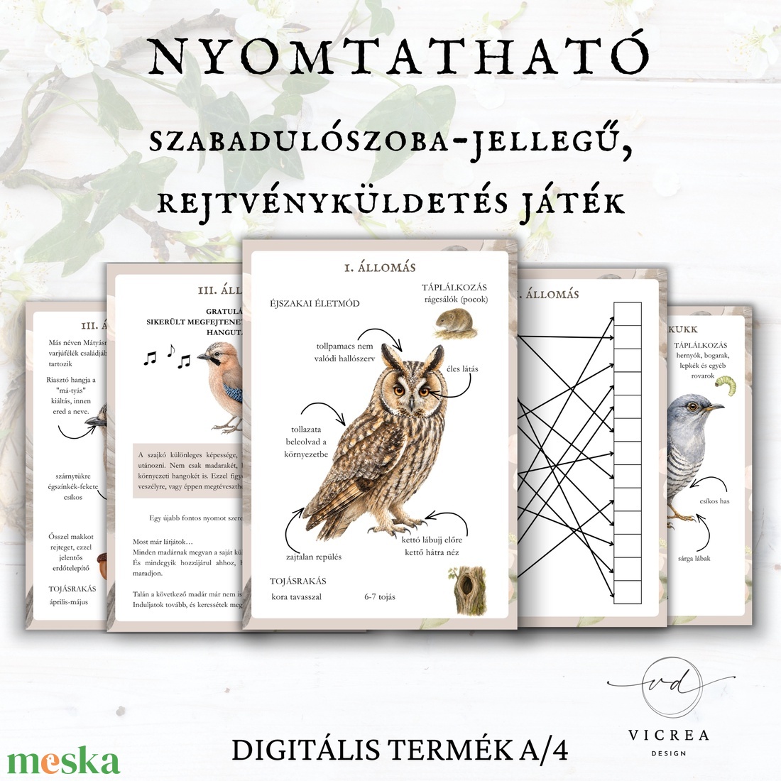 � Az eltűnt madarak nyomában � nyomtatható szabadulószoba játék (8�12 év) - játék & sport - készségfejlesztő és logikai játék - oktató játékok - Meska.hu