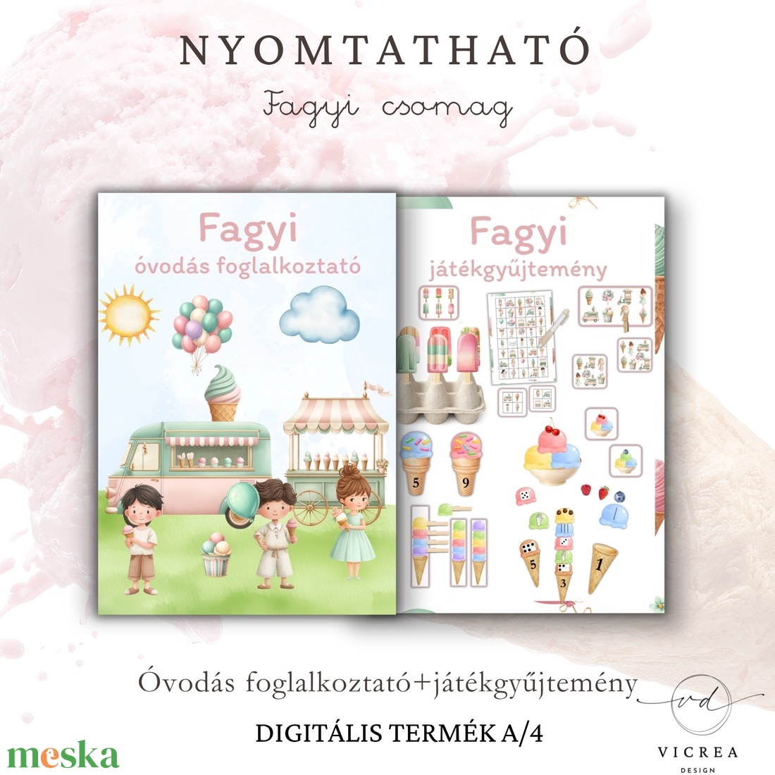 Fagyis játék csomag: �Fagyi nyomtatható foglalkoztató (30 oldal) + �Fagyi nyomtatható játékgyűjtemény (7 játék) - játék & sport - készségfejlesztő és logikai játék - oktató játékok - Meska.hu