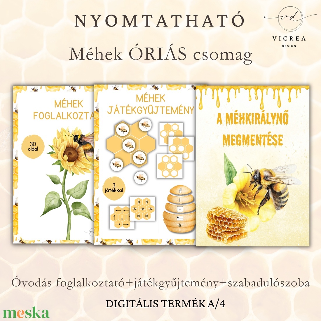 � Méhecskés óriás fejlesztő csomag gyerekeknek � foglalkoztató + nyomtatható játékok + szabadulószoba - játék & sport - készségfejlesztő és logikai játék - oktató játékok - Meska.hu