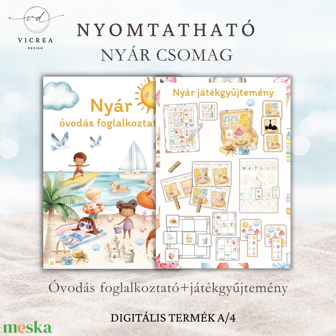 NYOMTATHATÓ NYÁR CSOMAG � 40 oldalas Óvodás foglalkoztató és 6 fejlesztő játékot tartalmazó játékcsomag 3�7 éveseknek di - játék & sport - készségfejlesztő és logikai játék - oktató játékok - Meska.hu