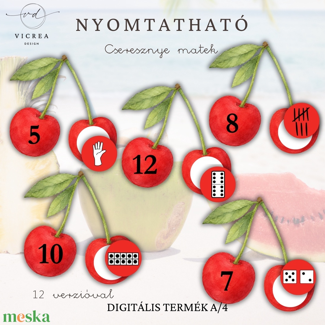 Nyári Gyümölcskaland játékgyűjtemény � 6 nyomtatható fejlesztőjáték óvodásoknak (3�7 év) digitális pdf - játék & sport - készségfejlesztő és logikai játék - oktató játékok - Meska.hu