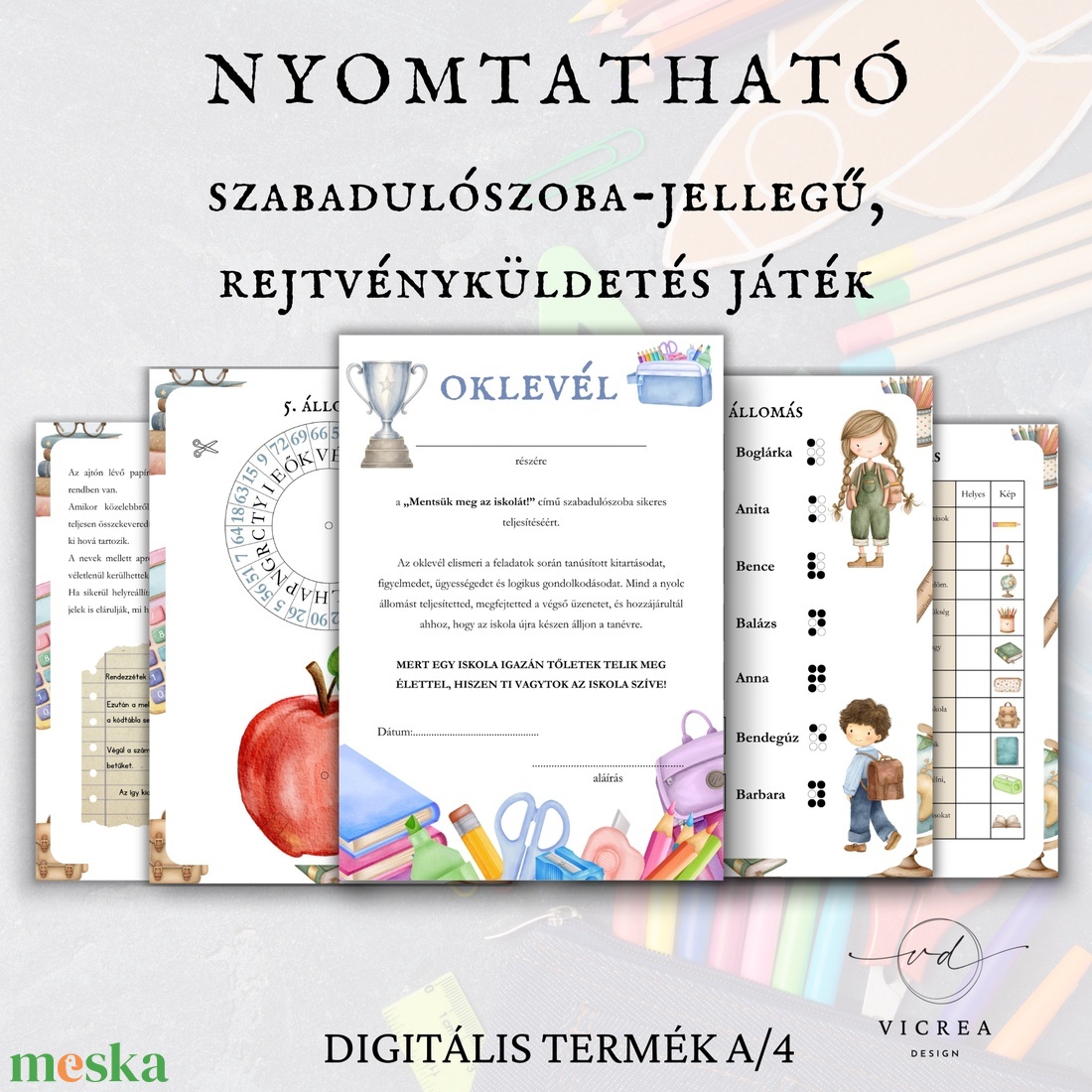 Mentsük meg az iskolát! � Nyomtatható szabadulószoba-jellegű játék 9�12 éves gyerekeknek - játék & sport - készségfejlesztő és logikai játék - oktató játékok - Meska.hu