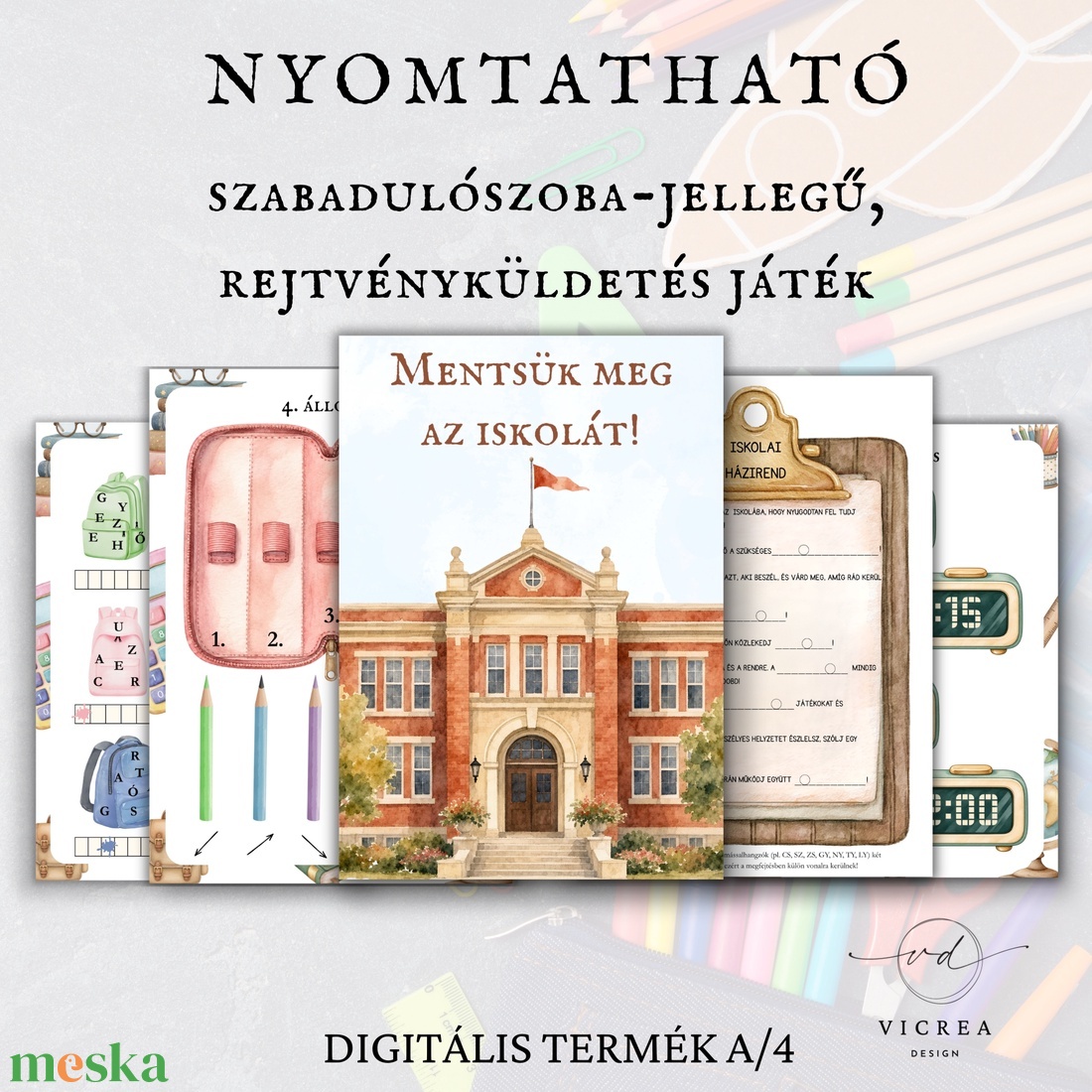 Mentsük meg az iskolát! � Nyomtatható szabadulószoba-jellegű játék 9�12 éves gyerekeknek - játék & sport - készségfejlesztő és logikai játék - oktató játékok - Meska.hu