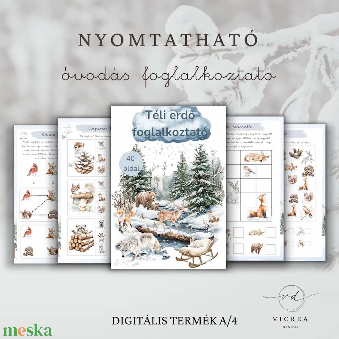 Téli erdő játékcsomag (40 oldalas Téli erdő foglalkoztató+ téli erdő játékgyűjtemény) - játék & sport - készségfejlesztő és logikai játék - oktató játékok - Meska.hu