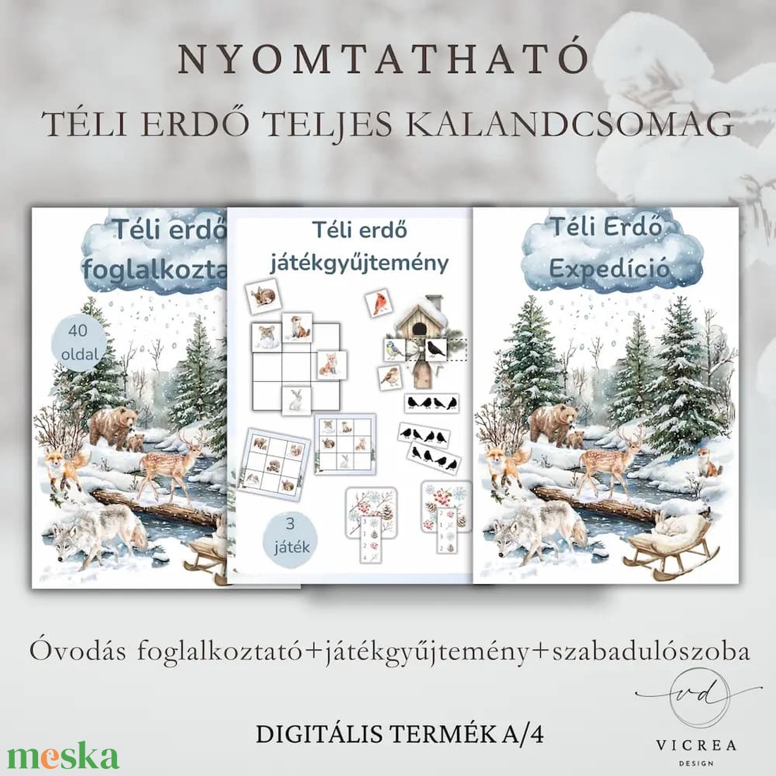Téli erdő teljes fejlesztő csomag gyerekeknek (3�11 év) - játék & sport - készségfejlesztő és logikai játék - oktató játékok - Meska.hu