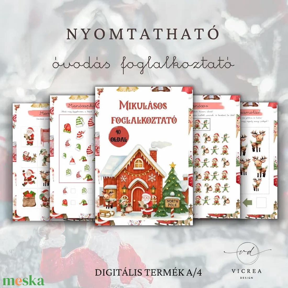 �Mikulásos foglalkoztató 4�7 éveseknek (40oldal) - játék & sport - készségfejlesztő és logikai játék - oktató játékok - Meska.hu