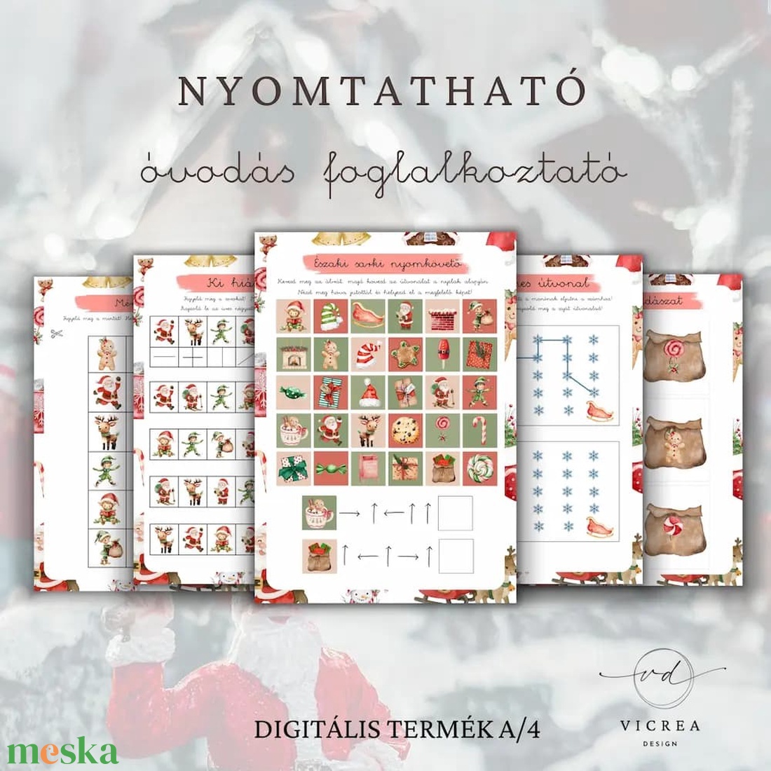 �Mikulásos foglalkoztató 4�7 éveseknek (40oldal) - játék & sport - készségfejlesztő és logikai játék - oktató játékok - Meska.hu