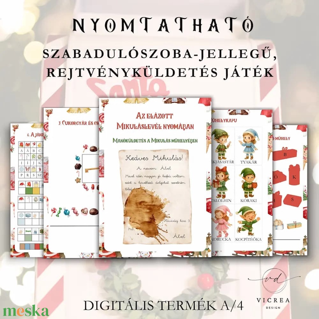 �� Az elázott Mikuláslevél nyomában � Nyomtatható Mikulásos szabadulószoba jellegű kódfejtős játék 8-12éves gyerekeknek - játék & sport - készségfejlesztő és logikai játék - oktató játékok - Meska.hu