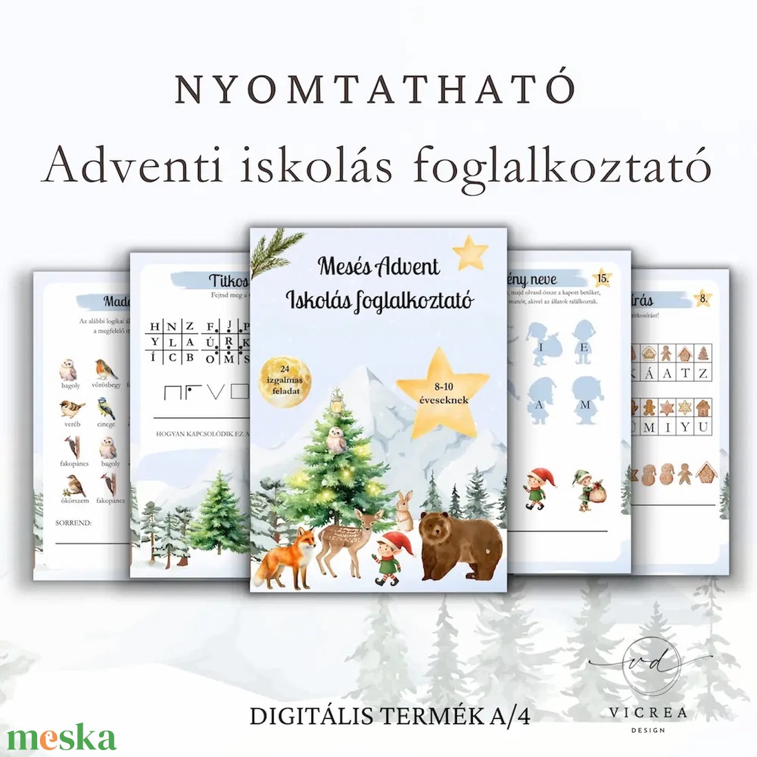 Mesés Advent Nagy Mesekaland Csomag: Mesekalendárium + 24 ovis feladat + 24 iskolásoknak való - játék & sport - készségfejlesztő és logikai játék - oktató játékok - Meska.hu