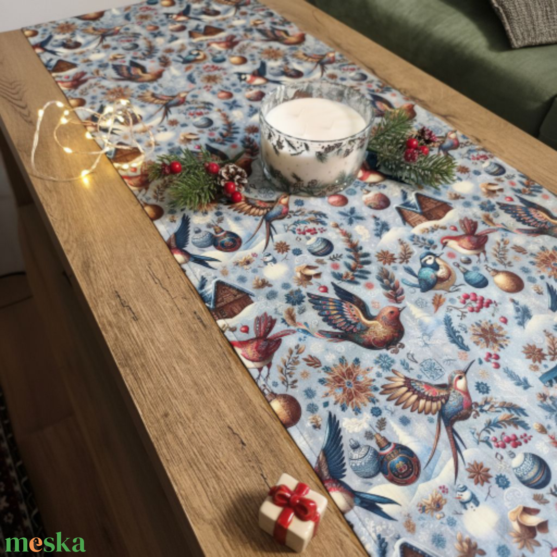 Madaras, karácsonyi asztali futó, futó terítő  - otthon & életmód - konyhafelszerelés, tálalás - tálalás - terítő - Meska.hu