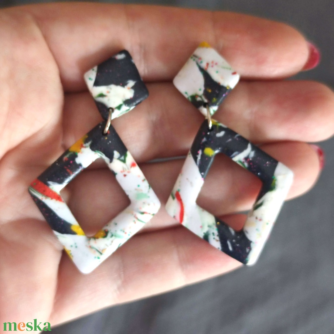 Fantázia mintázatú geometrikus fülbevaló - ékszer - fülbevaló - lógó fülbevaló - Meska.hu Fantázia mintázatú geometrikus fülbevaló - ékszer - fülbevaló - lógó fülbevaló - Meska.hu