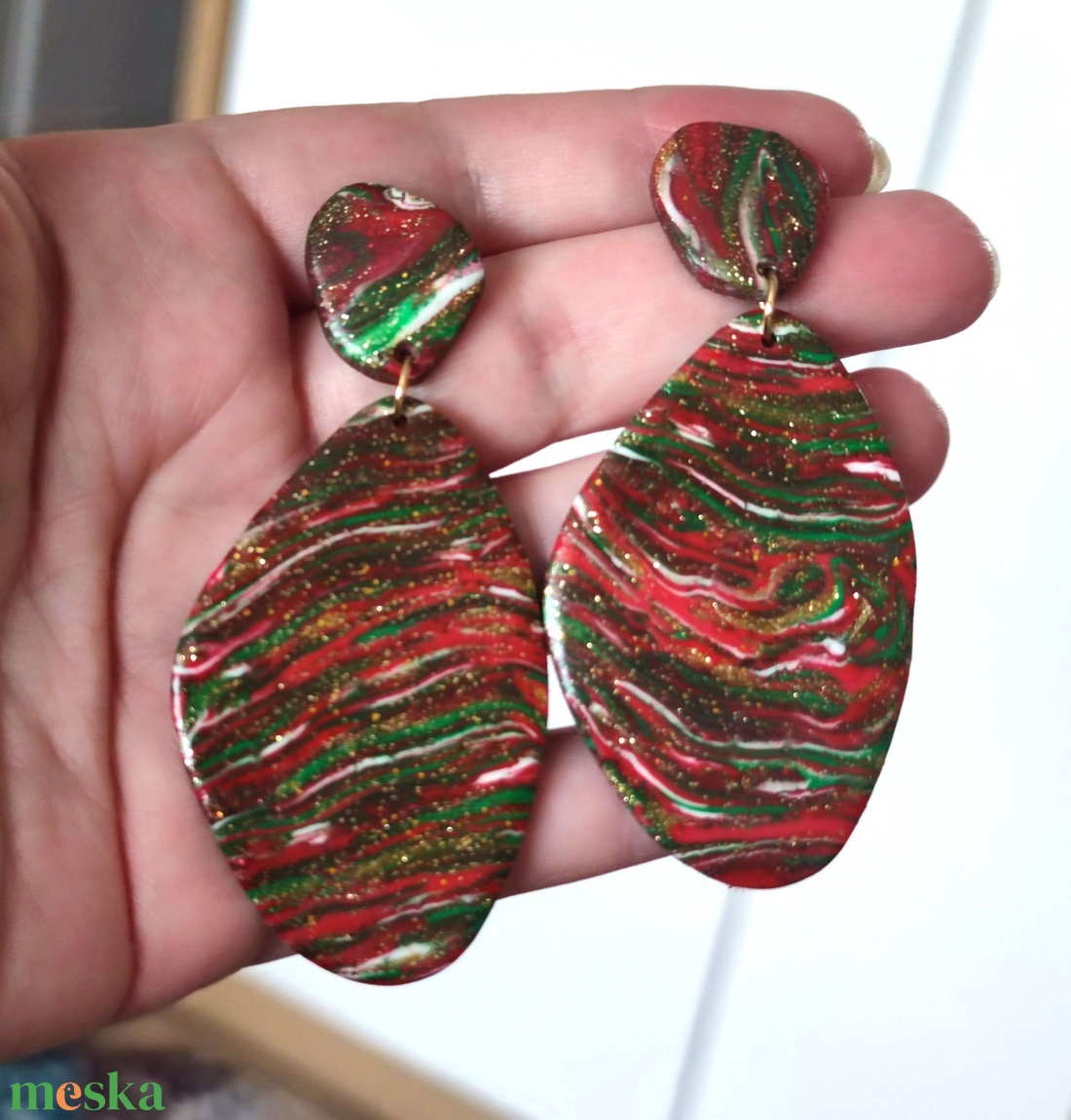 Karácsonyi Kavalkád fülbevaló - ékszer - fülbevaló - lógó fülbevaló - Meska.hu