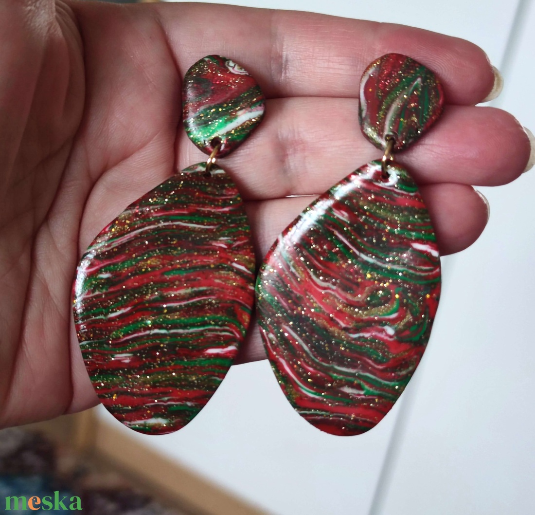 Karácsonyi Kavalkád fülbevaló - ékszer - fülbevaló - lógó fülbevaló - Meska.hu