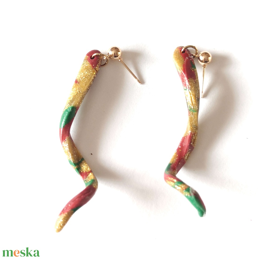 Karácsonyi Spirál fülbevaló - ékszer - fülbevaló - lógó fülbevaló - Meska.hu