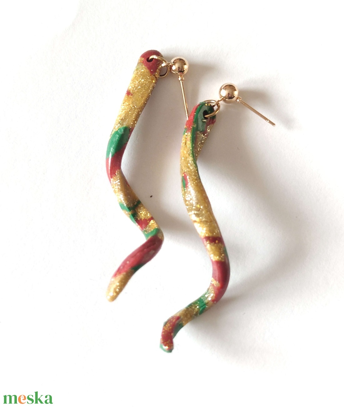 Karácsonyi Spirál fülbevaló - ékszer - fülbevaló - lógó fülbevaló - Meska.hu