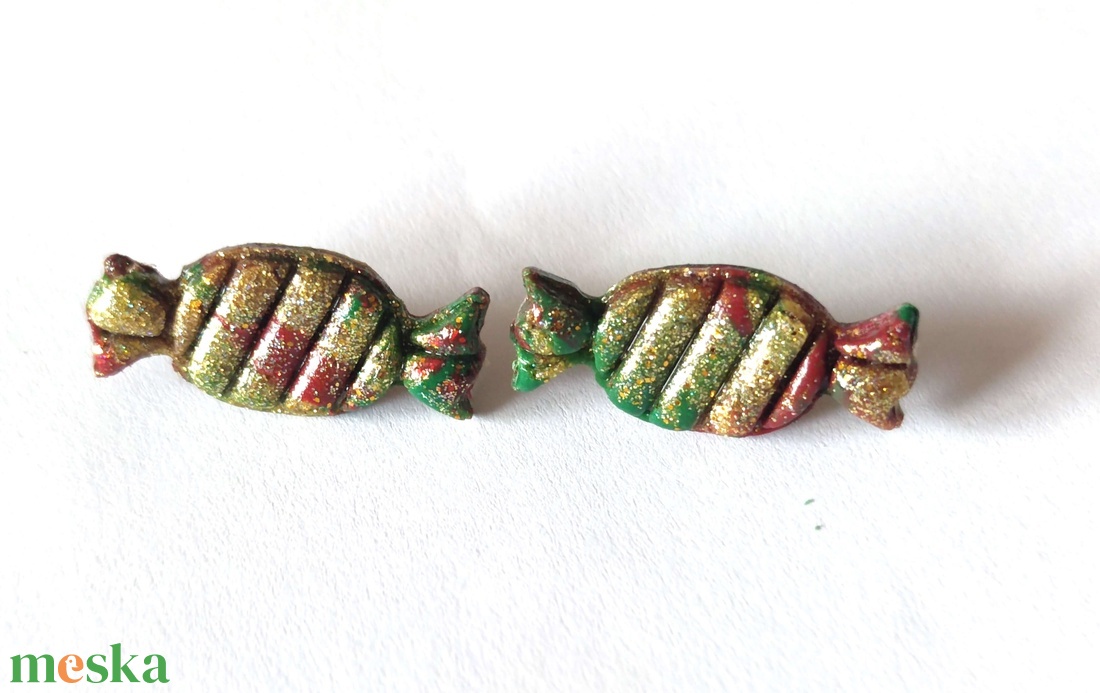 Karácsonyi Cukorka fülbevaló - ékszer - fülbevaló - pötty fülbevaló - Meska.hu