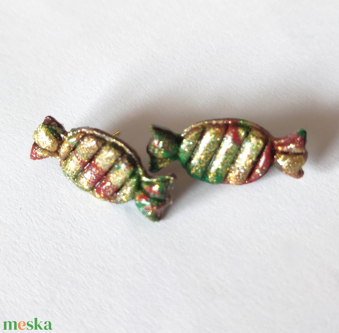 Karácsonyi Cukorka fülbevaló - ékszer - fülbevaló - pötty fülbevaló - Meska.hu