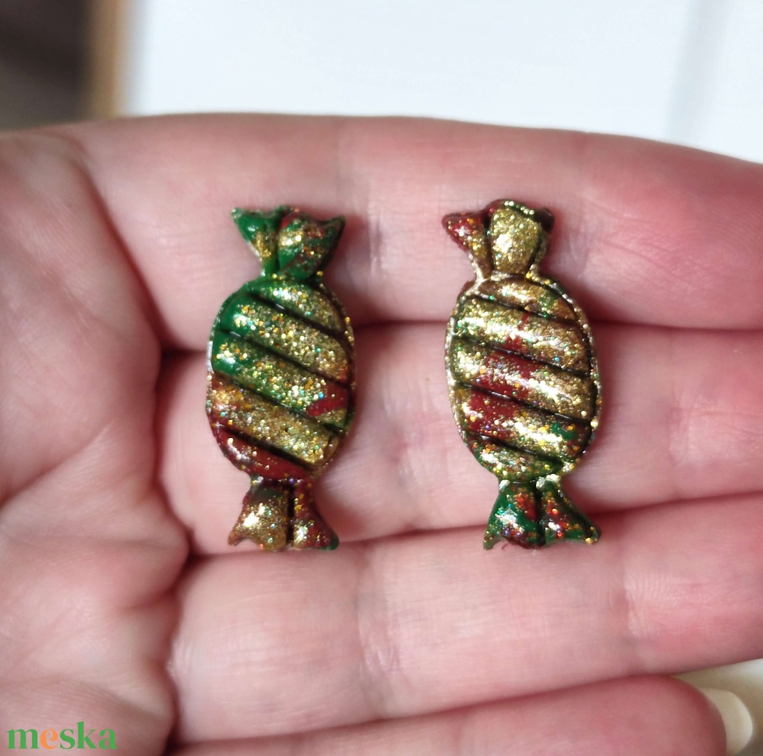 Karácsonyi Cukorka fülbevaló - ékszer - fülbevaló - pötty fülbevaló - Meska.hu