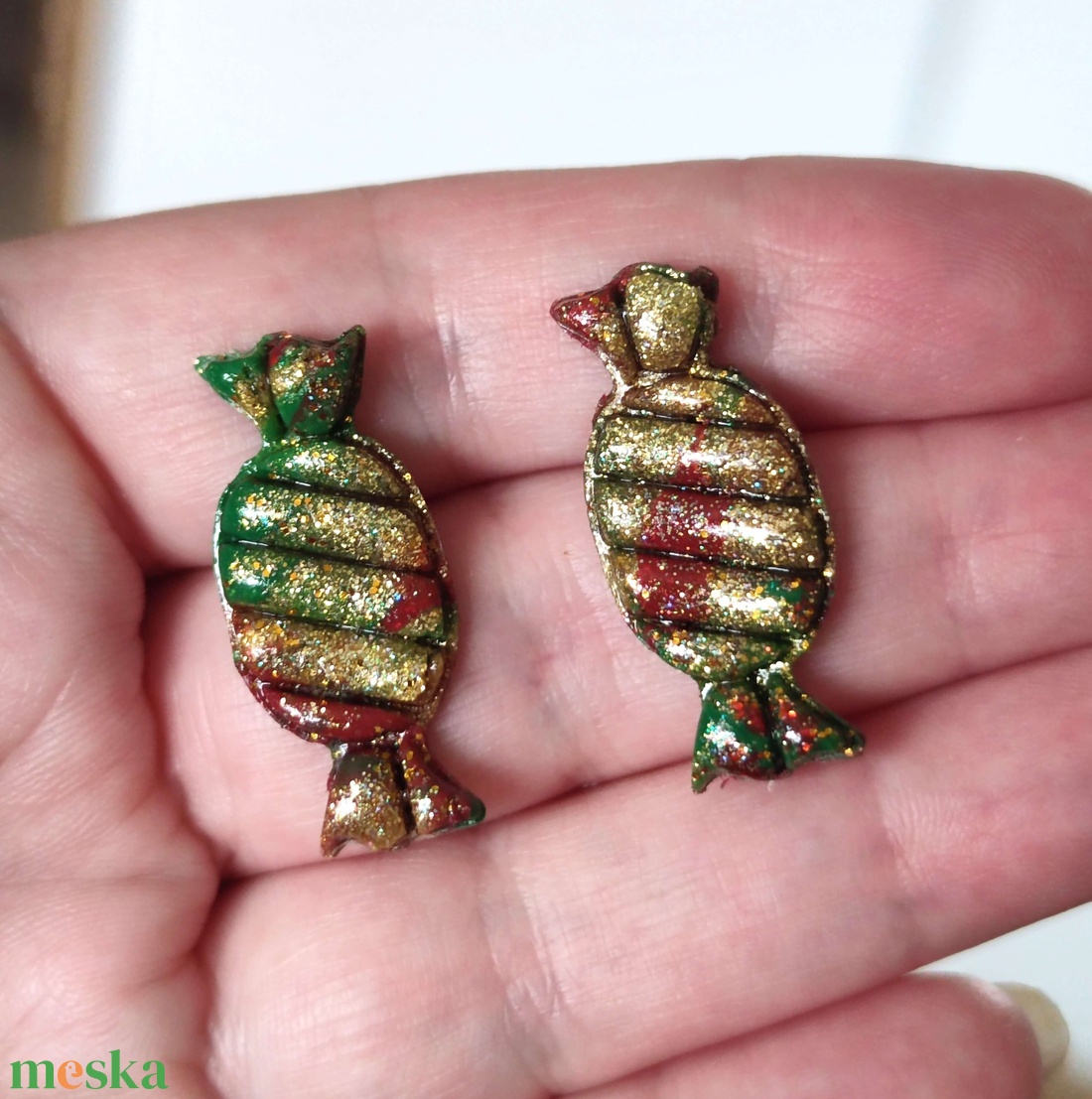 Karácsonyi Cukorka fülbevaló - ékszer - fülbevaló - pötty fülbevaló - Meska.hu