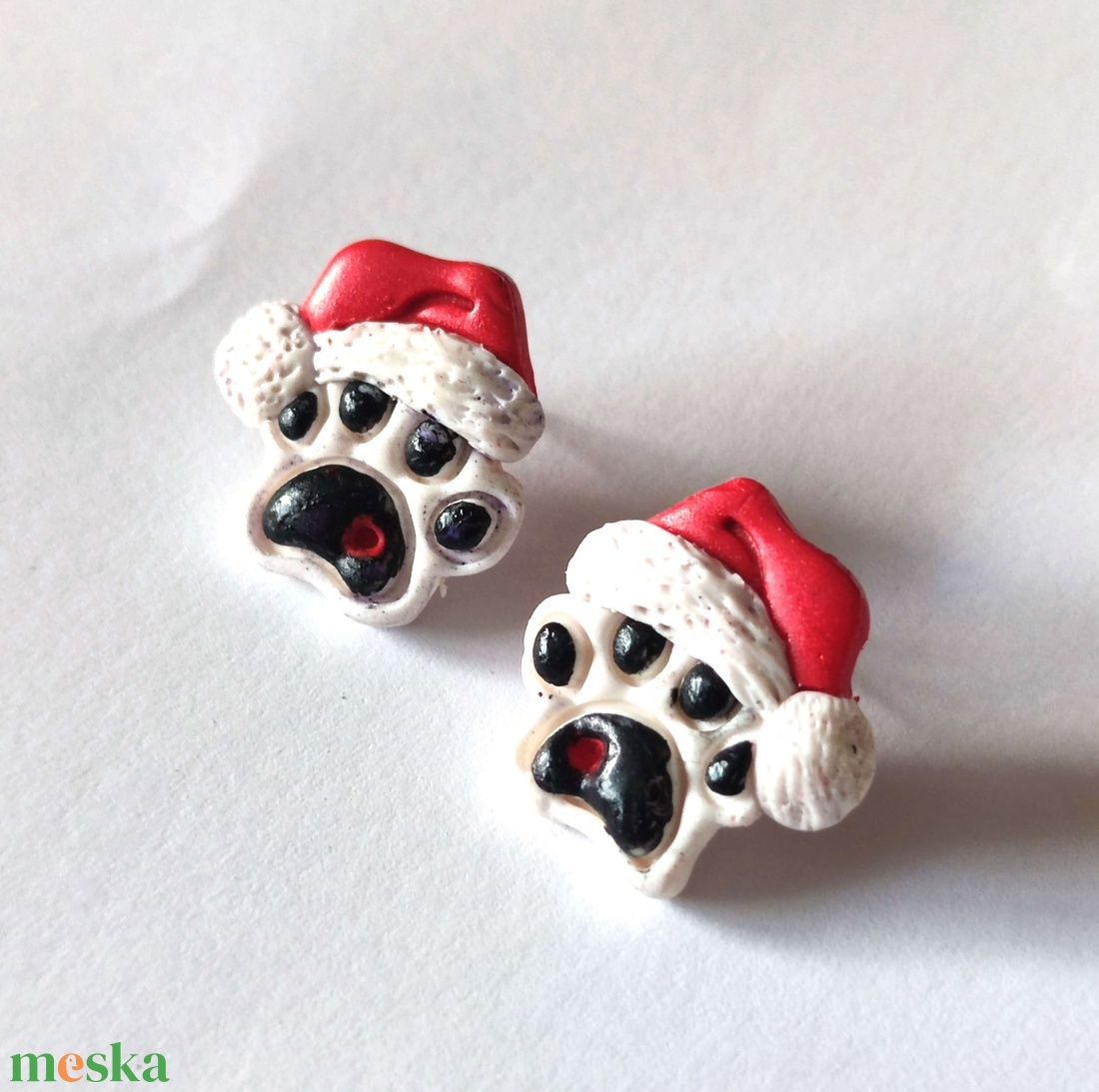 Karácsonyi Mancs fülbevaló - ékszer - fülbevaló - pötty fülbevaló - Meska.hu