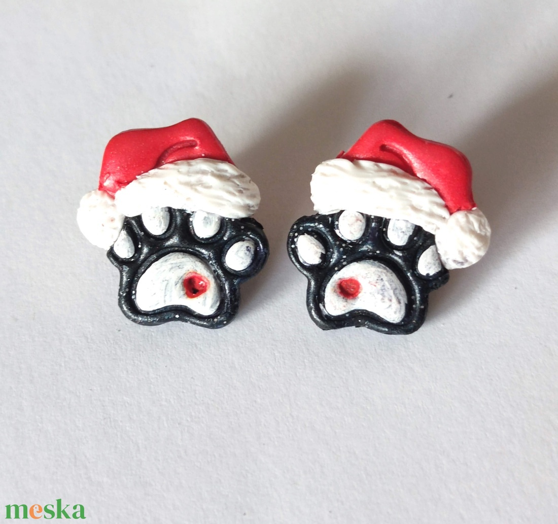 Karácsonyi Mancs fülbevaló - ékszer - fülbevaló - pötty fülbevaló - Meska.hu