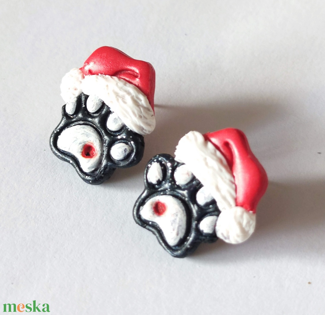 Karácsonyi Mancs fülbevaló - ékszer - fülbevaló - pötty fülbevaló - Meska.hu