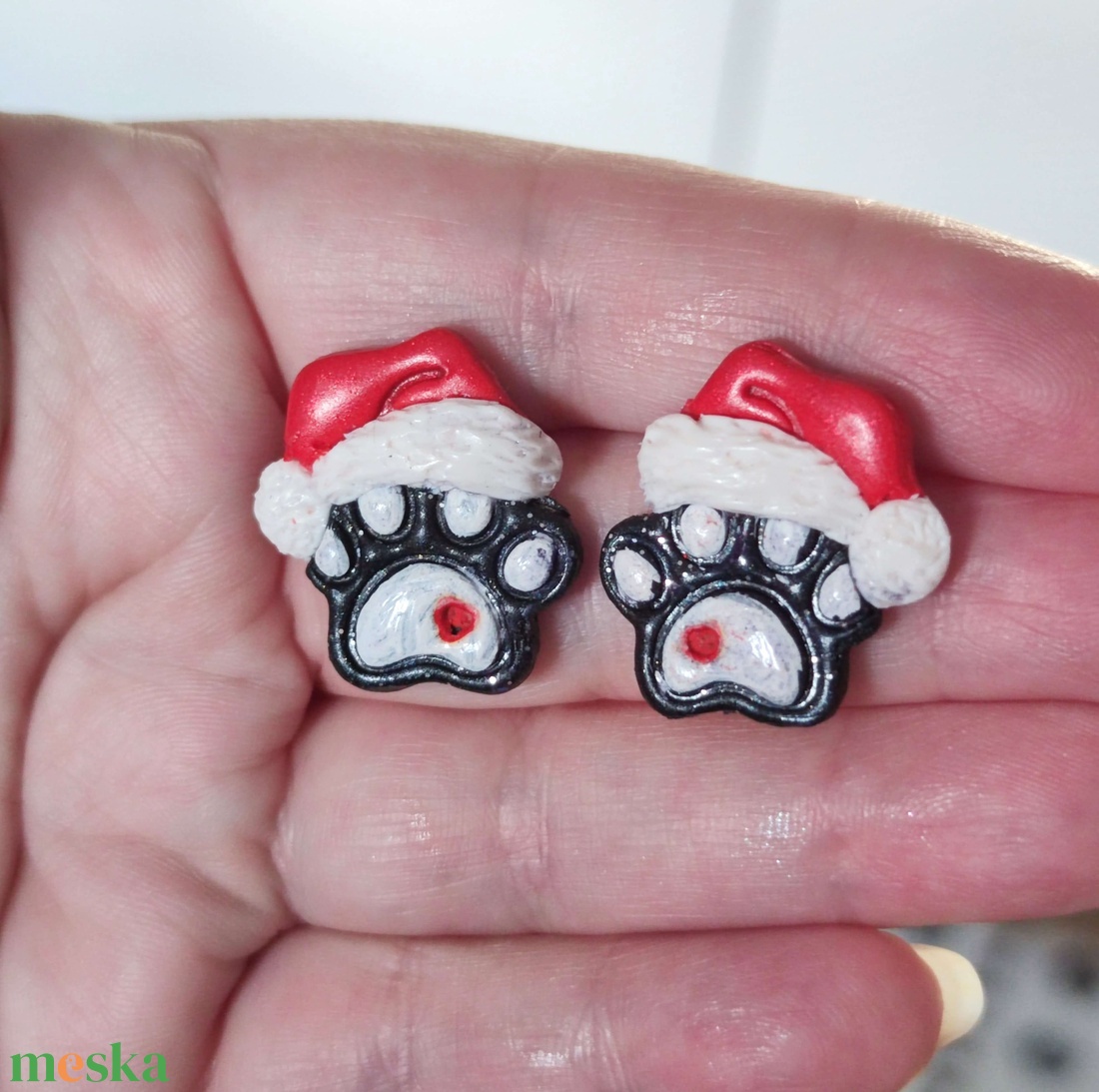 Karácsonyi Mancs fülbevaló - ékszer - fülbevaló - pötty fülbevaló - Meska.hu