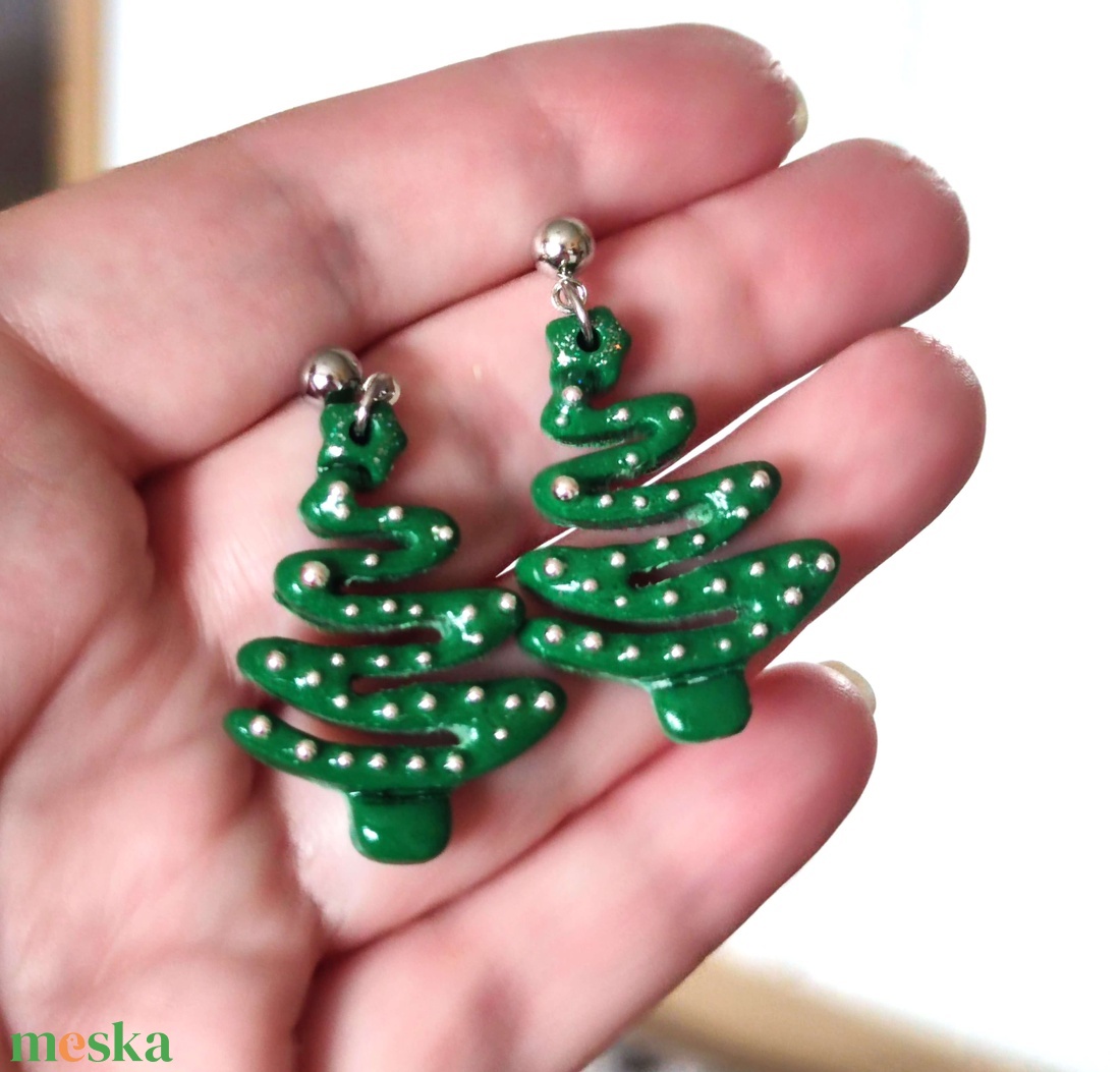 Csillogó Fenyővarázs fülbevaló - ezüst - ékszer - fülbevaló - lógó fülbevaló - Meska.hu