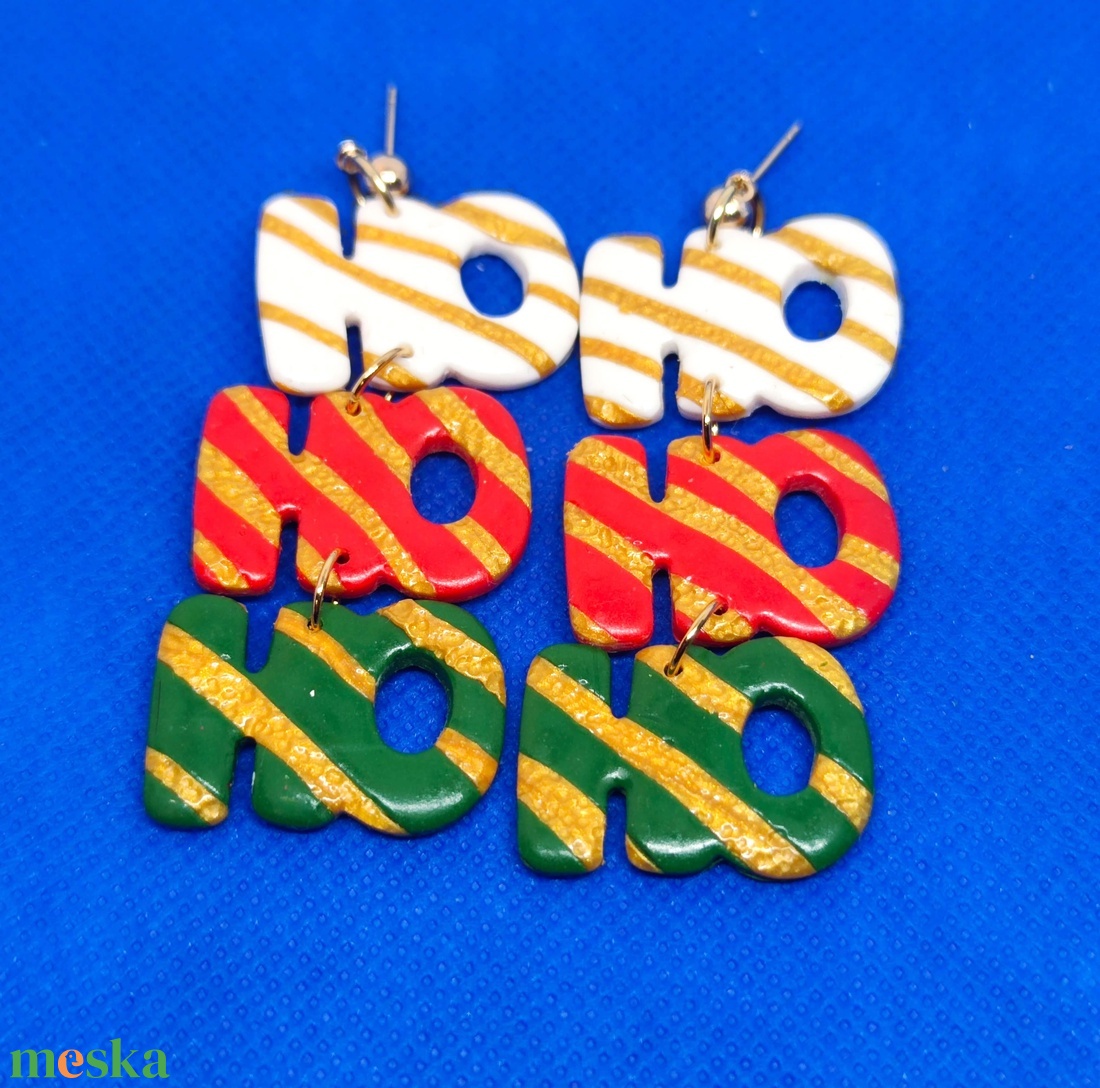 Aranyló Ho-Ho-Ho Karácsony fülbevaló - ékszer - fülbevaló - lógó fülbevaló - Meska.hu