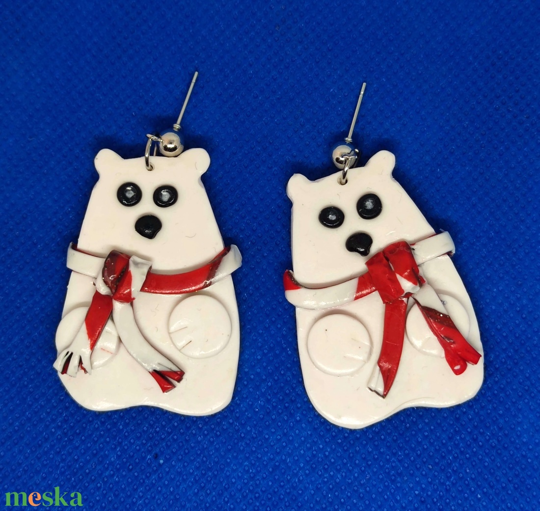 Fázós Mackók fülbevaló - ékszer - fülbevaló - lógó fülbevaló - Meska.hu