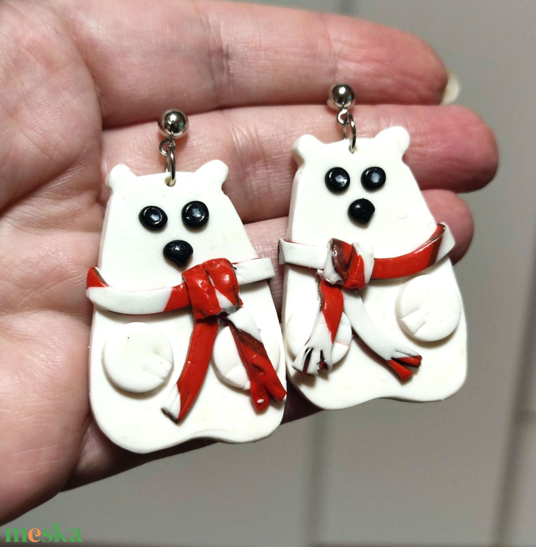 Fázós Mackók fülbevaló - ékszer - fülbevaló - lógó fülbevaló - Meska.hu