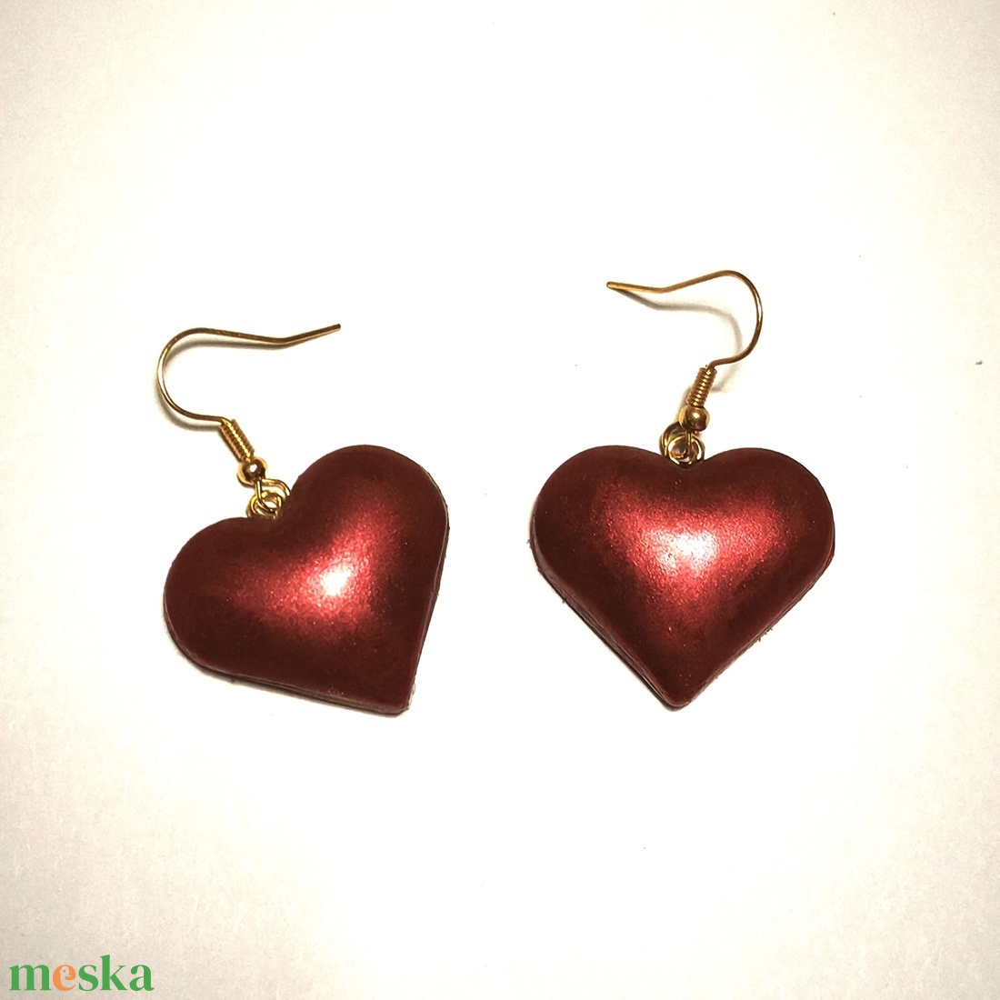 Bordó Szívdobbanás fülbevaló - ékszer - fülbevaló - lógó fülbevaló - Meska.hu