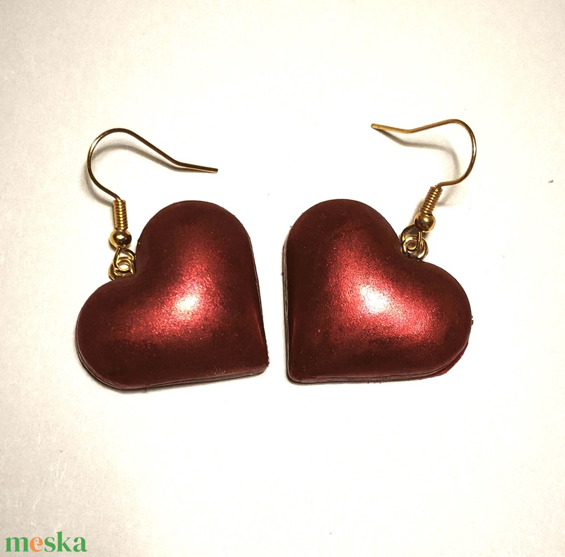 Bordó Szívdobbanás fülbevaló - ékszer - fülbevaló - lógó fülbevaló - Meska.hu