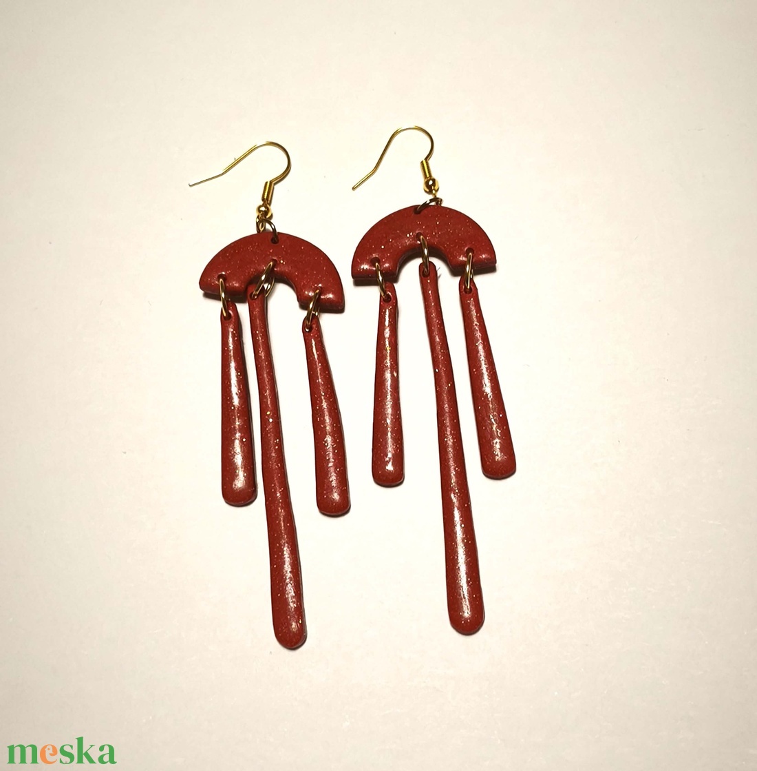 Bájos Bordó fülbevaló - ékszer - fülbevaló - lógó fülbevaló - Meska.hu