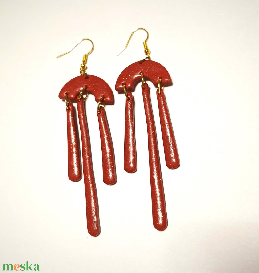 Bájos Bordó fülbevaló - ékszer - fülbevaló - lógó fülbevaló - Meska.hu