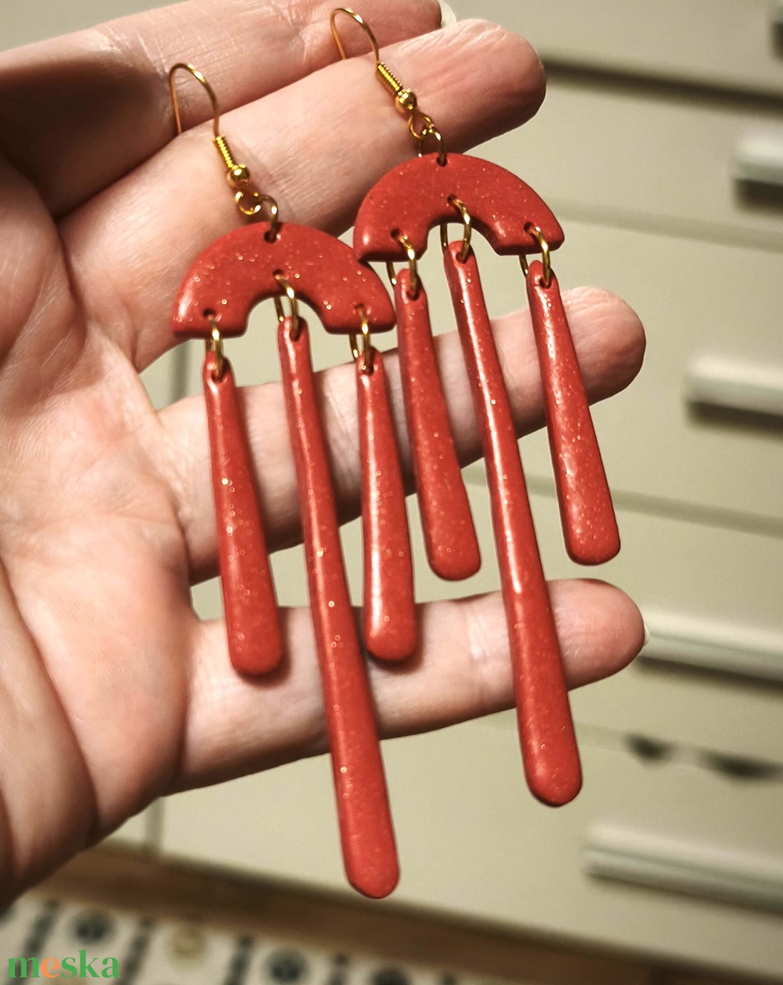 Bájos Bordó fülbevaló - ékszer - fülbevaló - lógó fülbevaló - Meska.hu