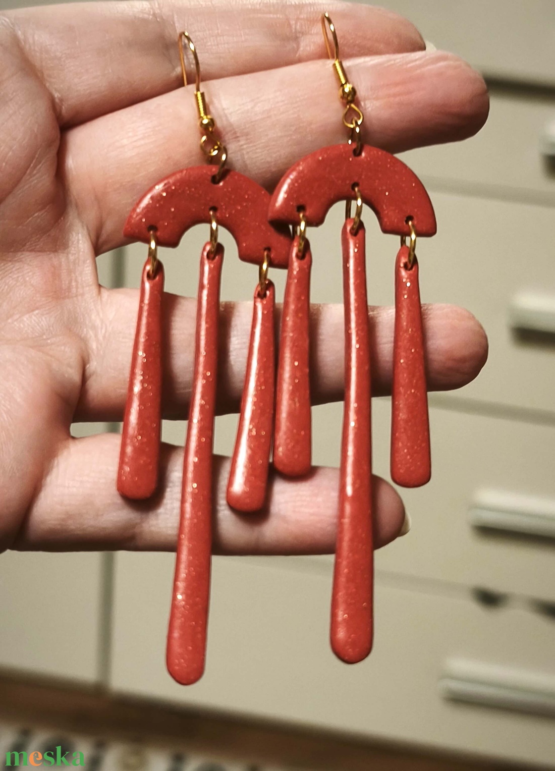 Bájos Bordó fülbevaló - ékszer - fülbevaló - lógó fülbevaló - Meska.hu