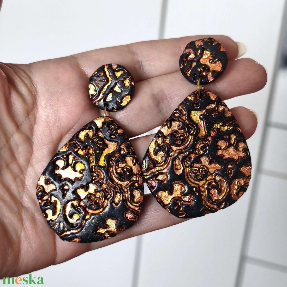 Csipke rézvarázs fülbevaló - ékszer - fülbevaló - lógó fülbevaló - Meska.hu