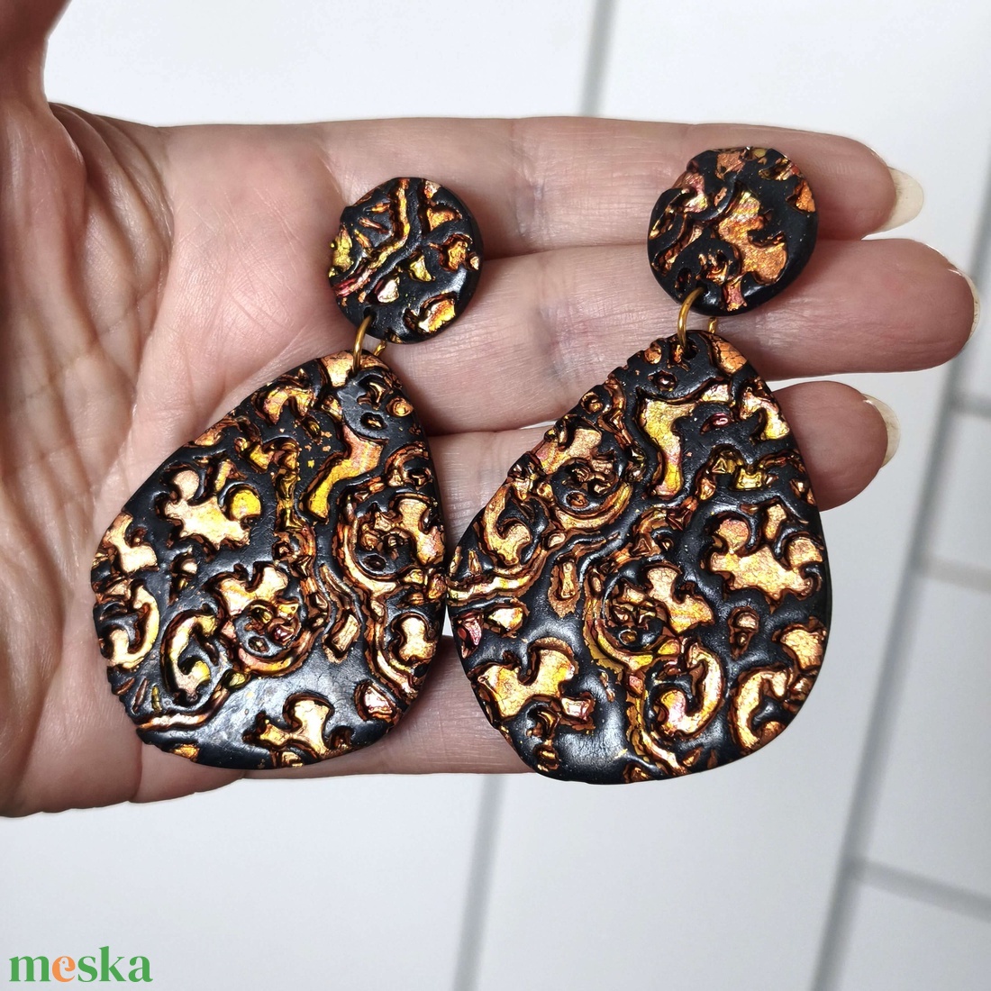 Csipke rézvarázs fülbevaló - ékszer - fülbevaló - lógó fülbevaló - Meska.hu