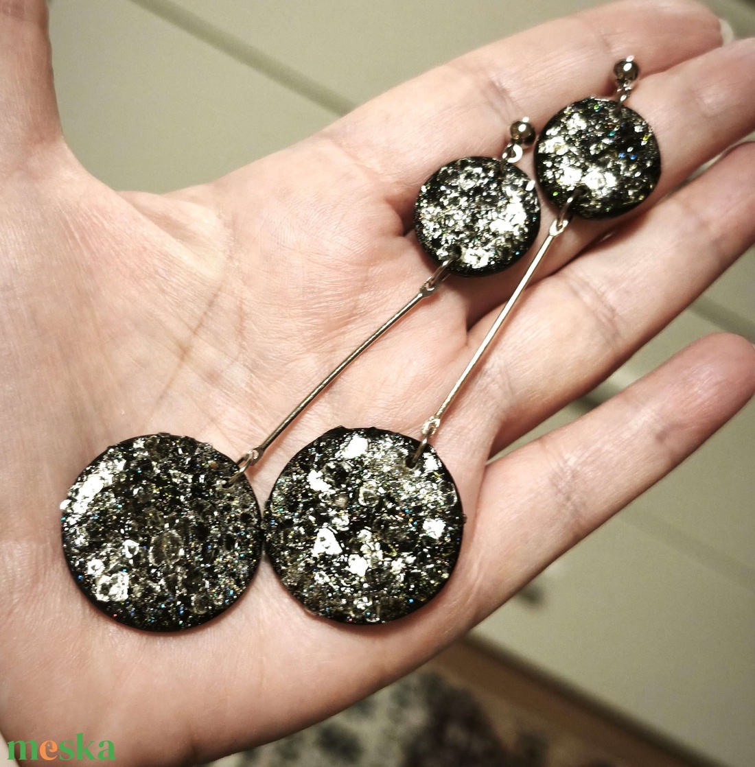 Éjfény Csillanás fülbevaló - ékszer - fülbevaló - lógó fülbevaló - Meska.hu