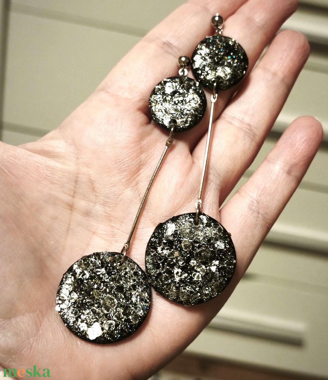 Éjfény Csillanás fülbevaló - ékszer - fülbevaló - lógó fülbevaló - Meska.hu