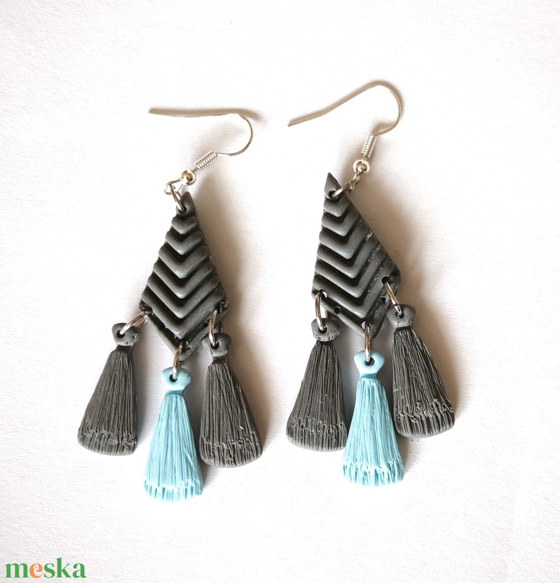 Bohém Makramé stílusú fülbevaló - ékszer - fülbevaló - lógó fülbevaló - Meska.hu