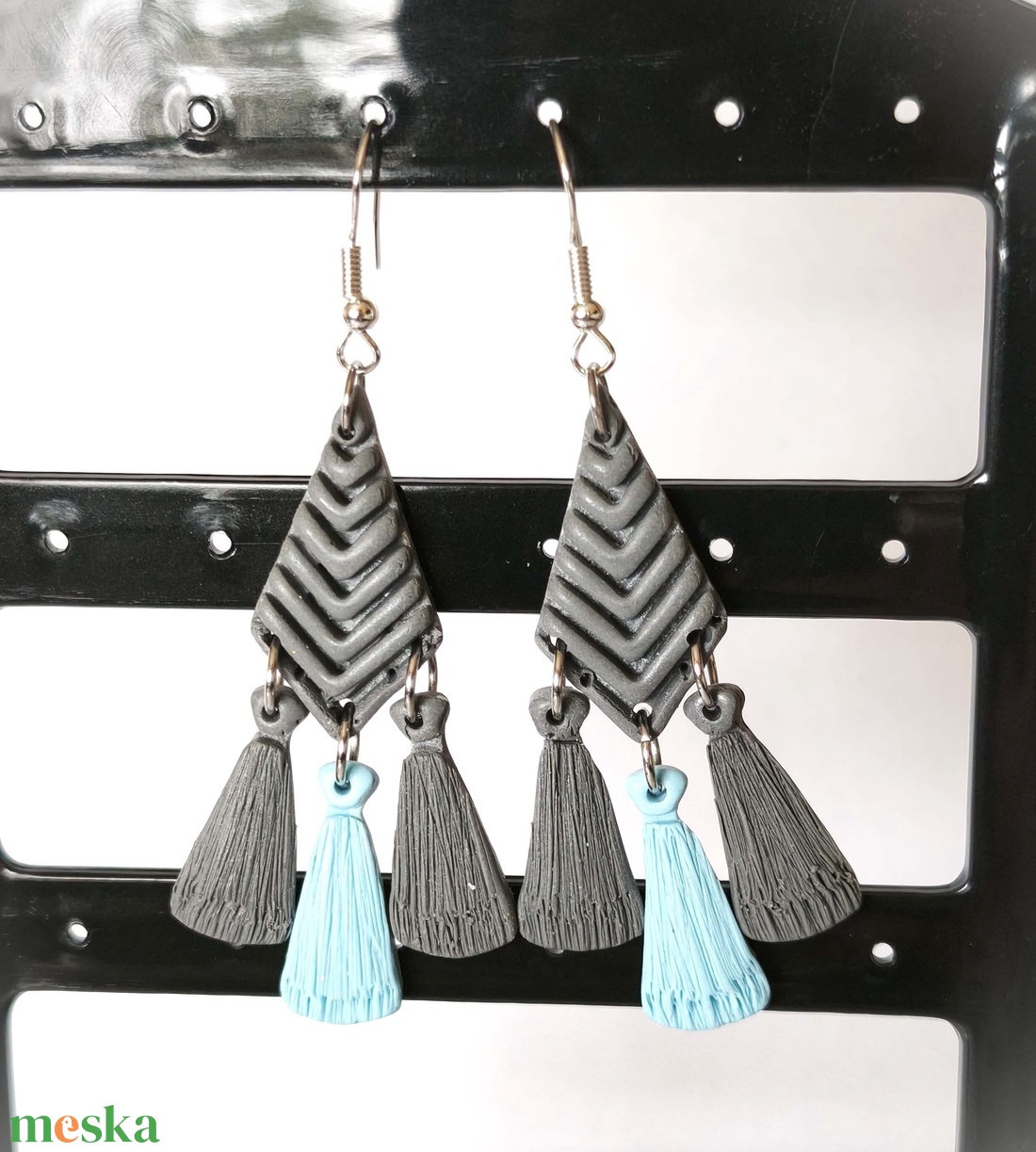 Bohém Makramé stílusú fülbevaló - ékszer - fülbevaló - lógó fülbevaló - Meska.hu