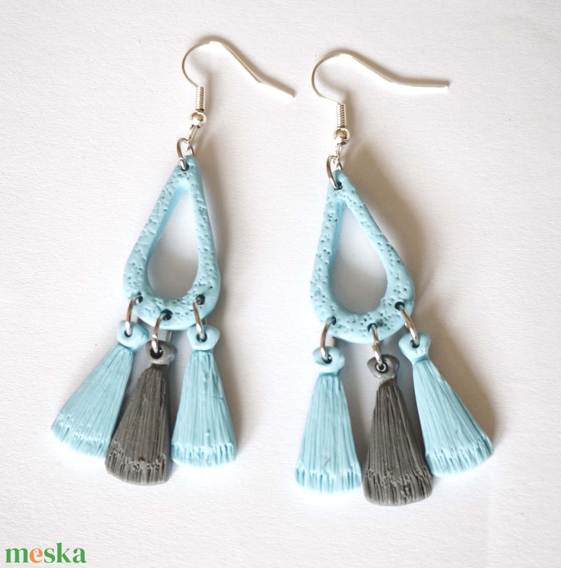 Bohém Makramé stílusú fülbevaló - ékszer - fülbevaló - lógó fülbevaló - Meska.hu