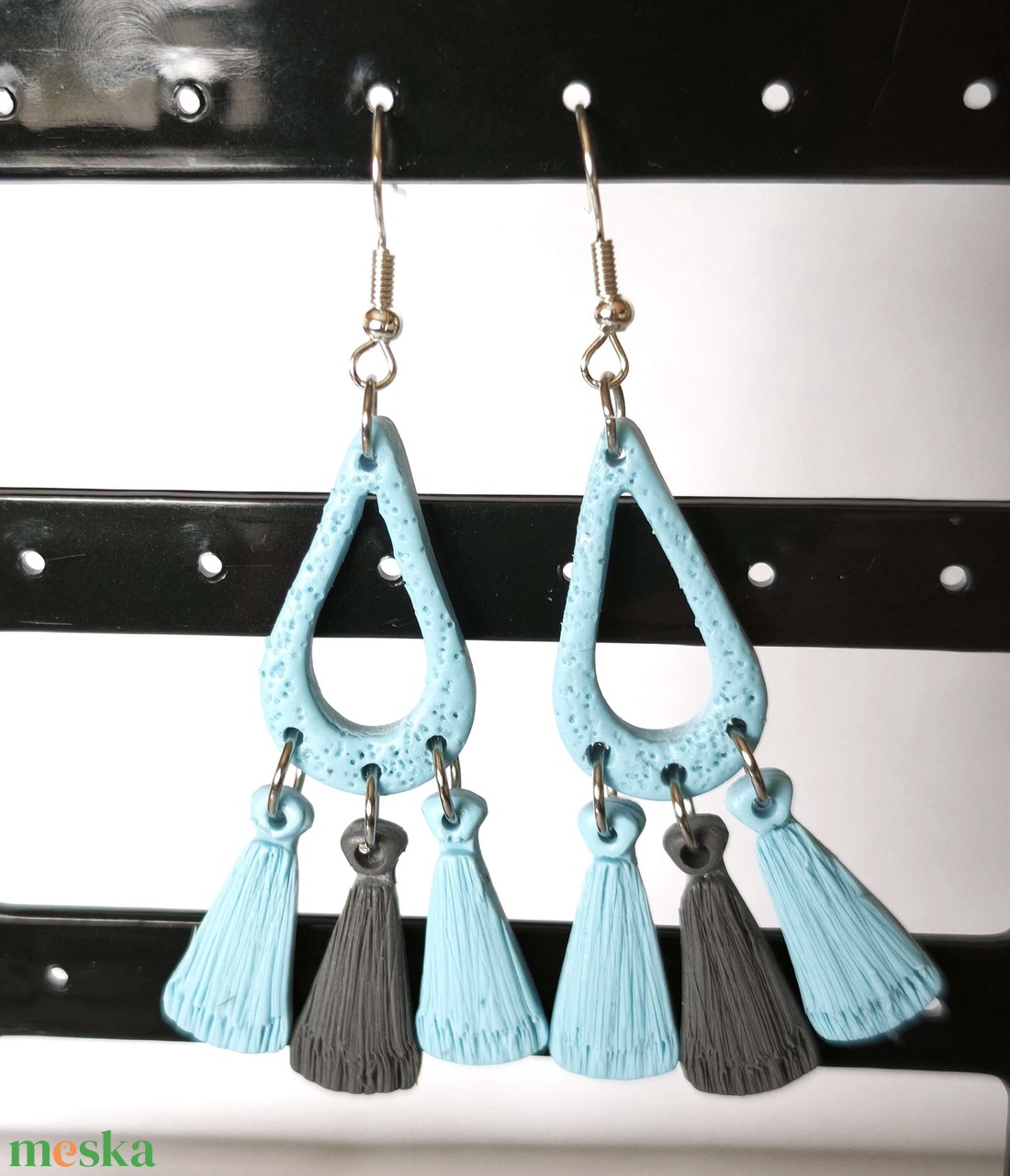 Bohém Makramé stílusú fülbevaló - ékszer - fülbevaló - lógó fülbevaló - Meska.hu