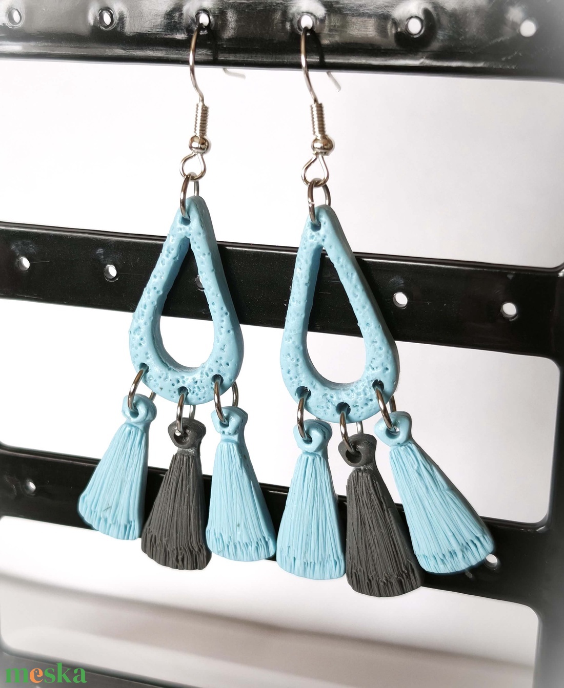 Bohém Makramé stílusú fülbevaló - ékszer - fülbevaló - lógó fülbevaló - Meska.hu