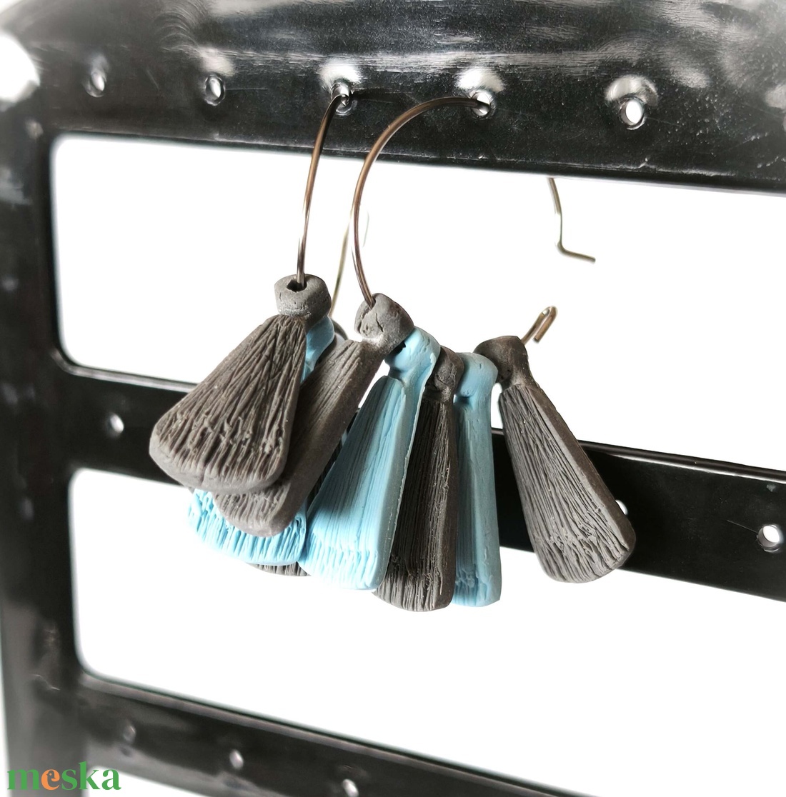 Bohém Makramé stílusú fülbevaló - ékszer - fülbevaló - lógó fülbevaló - Meska.hu