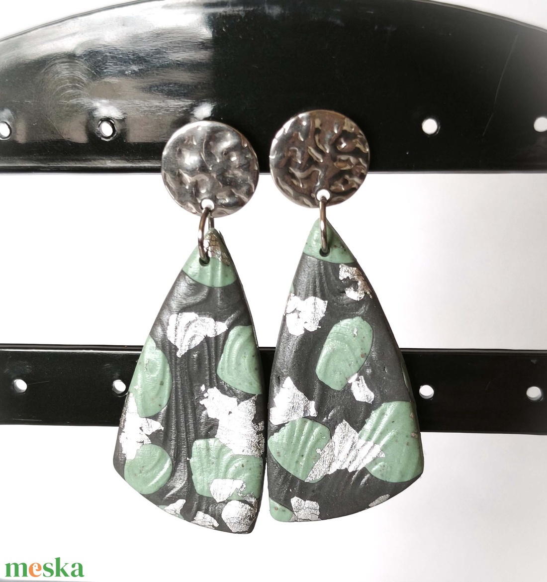 Ezüst-Menta Elegancia fülbevaló - ékszer - fülbevaló - lógó fülbevaló - Meska.hu